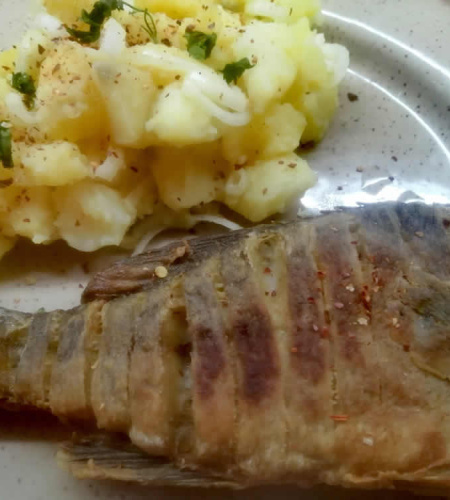 Prženi bas sa krompir salatom: Najkvalitetnija rečna riba na vašoj trpezi!